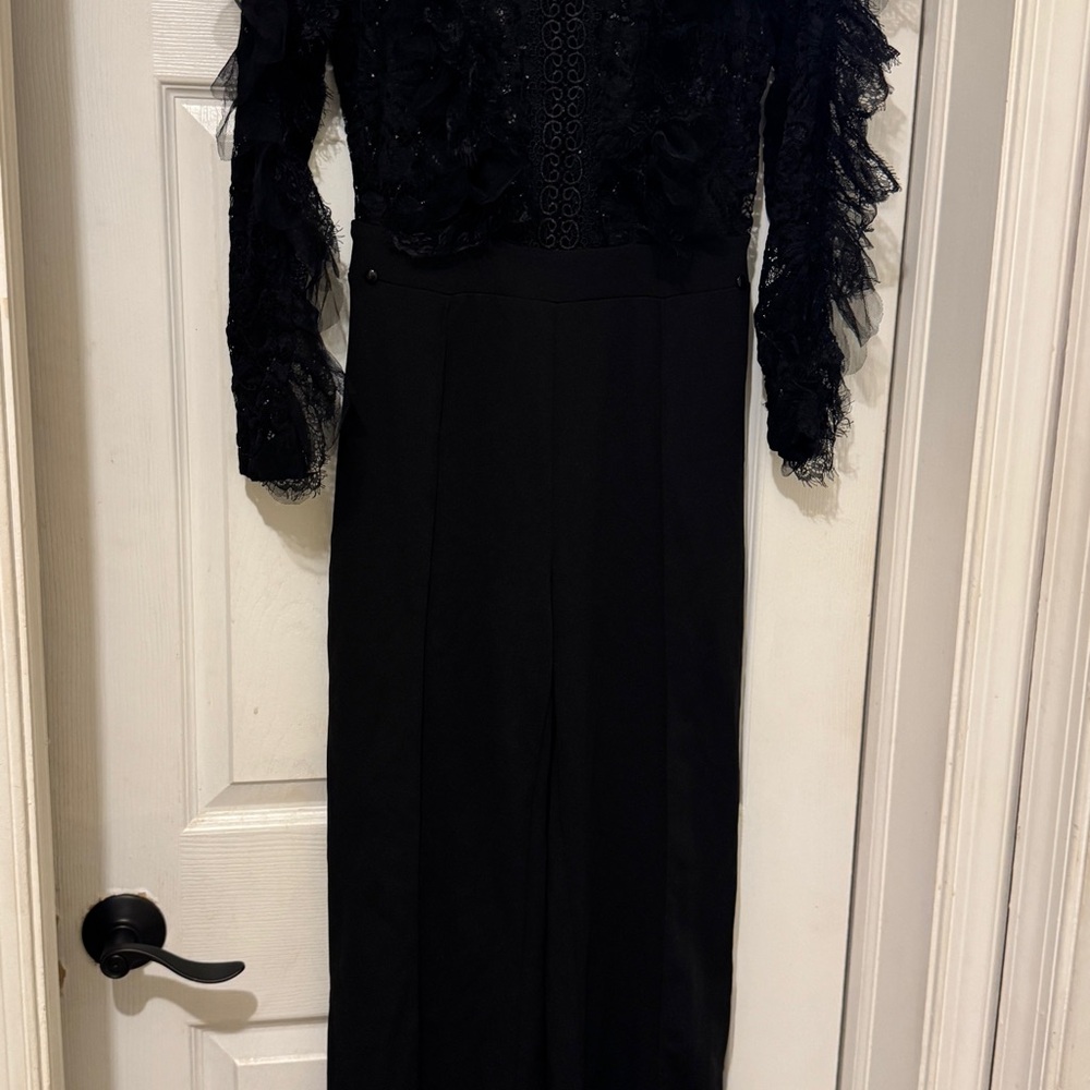 Elegant Black Lace Evening Jumpsuit